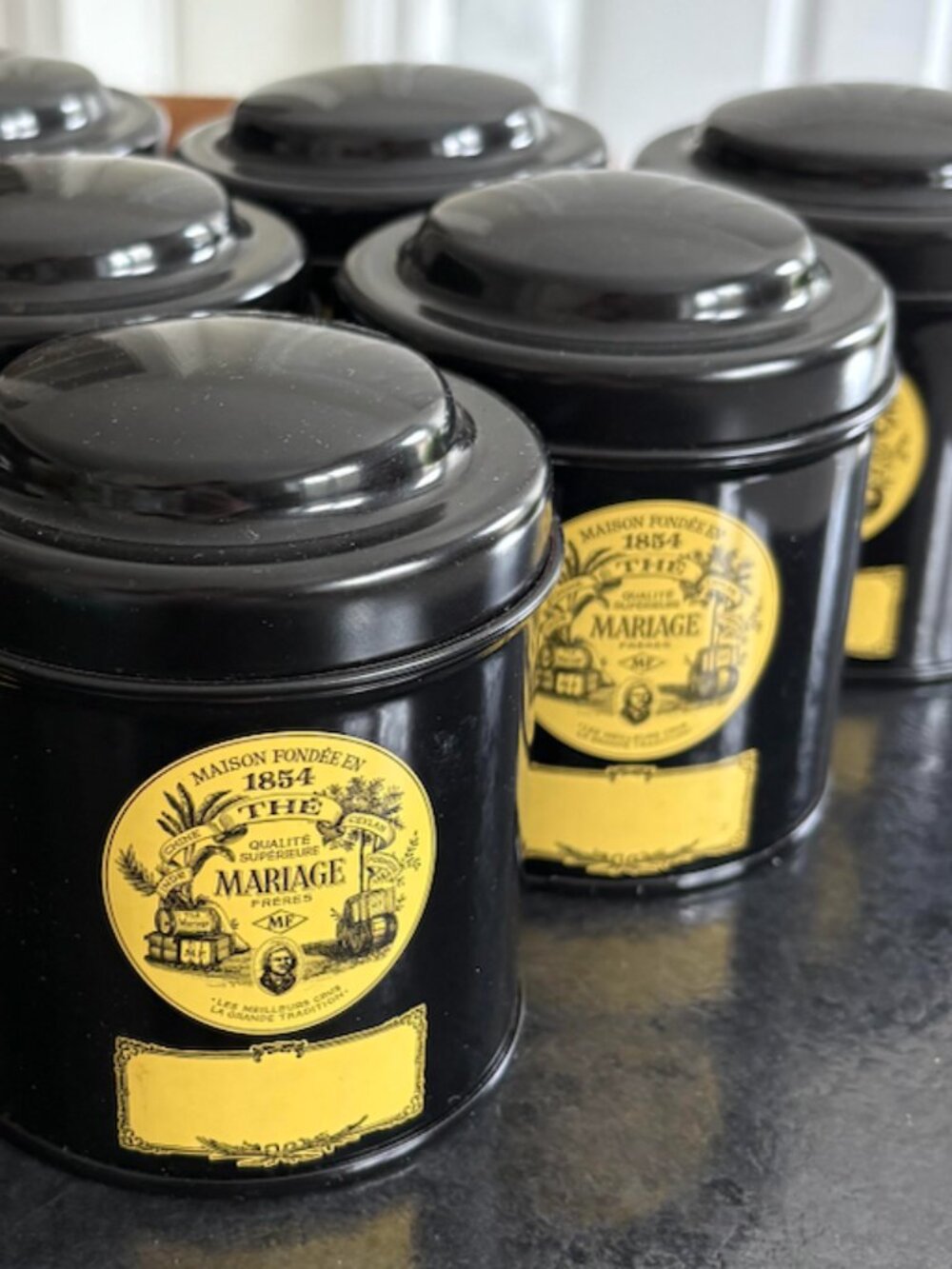 6 EMPTY Mariage Freres tea storage tins containers